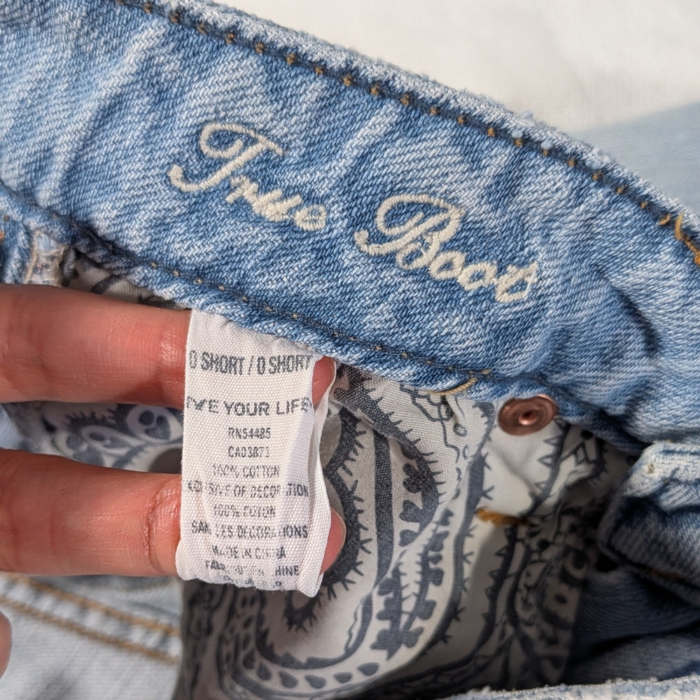 ❤️ American Eagle True Boot Distressed 100% Cotton Size 0 Short Light Wash - Picture 3 of 14